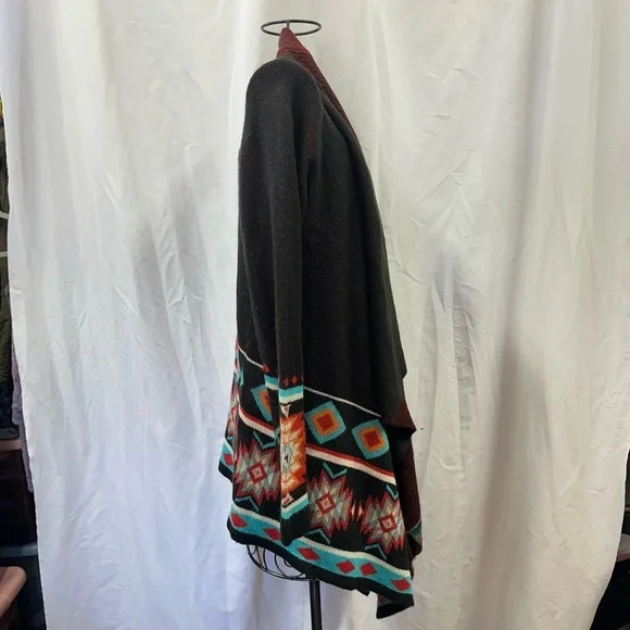 Charlie Paige tribal print waterfall cardigan size S/M - Picture 3 of 7